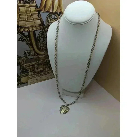 Chicos Gold To Silver Ombre Pendant Chain Necklace Metal - Picture 1 of 5